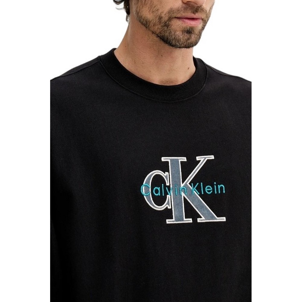 CALVIN KLEIN JEANS PREMIUM TRI-COLOR MONOLOGO ΦΟΥΤΕΡ ΜΠΛΟΥΖΑ ΑΝΔΡΙΚΗ BLACK