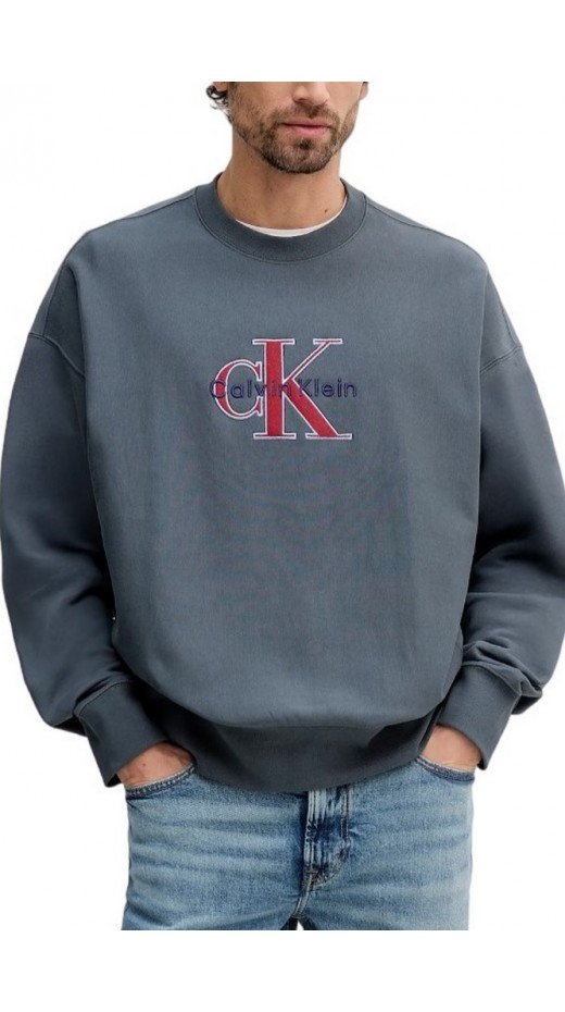 CALVIN KLEIN JEANS PREMIUM TRI-COLOR MONOLOGO ΦΟΥΤΕΡ ΜΠΛΟΥΖΑ ΑΝΔΡΙΚΗ NIGHT BLUE