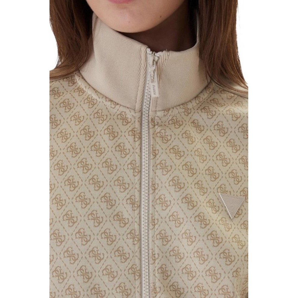GUESS MAYA 4G FULLZIP SWEATSHIRT ΖΑΚΕΤΑ ΦΟΥΤΕΡ ΓΥΝΑΙΚΕΙΑ BEIGE