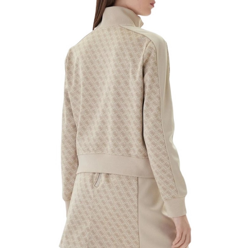 GUESS MAYA 4G FULLZIP SWEATSHIRT ΖΑΚΕΤΑ ΦΟΥΤΕΡ ΓΥΝΑΙΚΕΙΑ BEIGE