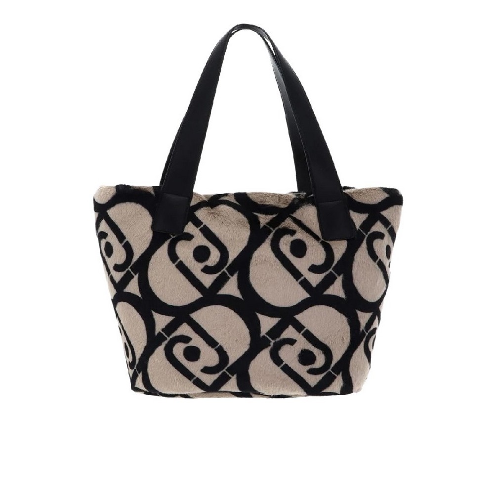 LIU JO MIN OF 2 L TOTE AF5154E0305 ΤΣΑΝΤΑ ΓΥΝΑΙΚΕΙΑ BLACK/ECRU