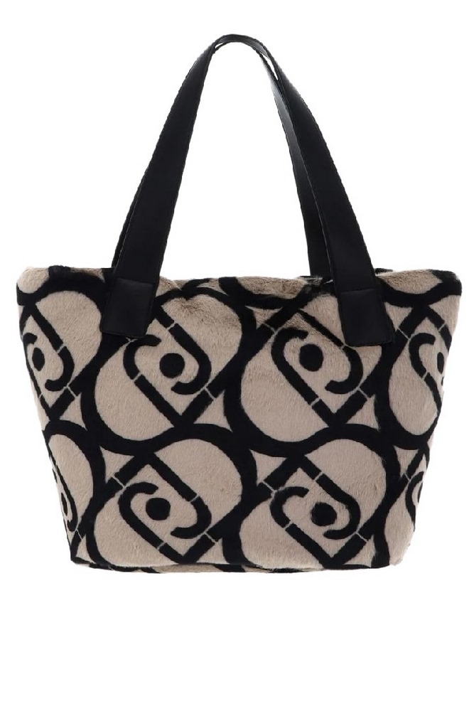 LIU JO MIN OF 2 L TOTE AF5154E0305 ΤΣΑΝΤΑ ΓΥΝΑΙΚΕΙΑ BLACK/ECRU