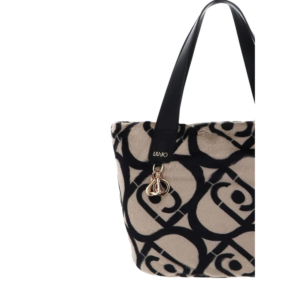 LIU JO MIN OF 2 L TOTE AF5154E0305 ΤΣΑΝΤΑ ΓΥΝΑΙΚΕΙΑ BLACK/ECRU