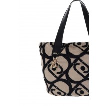 LIU JO MIN OF 2 L TOTE AF5154E0305 ΤΣΑΝΤΑ ΓΥΝΑΙΚΕΙΑ BLACK/ECRU