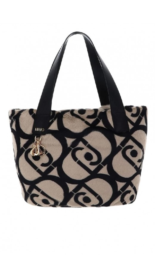 LIU JO MIN OF 2 L TOTE AF5154E0305 ΤΣΑΝΤΑ ΓΥΝΑΙΚΕΙΑ BLACK/ECRU