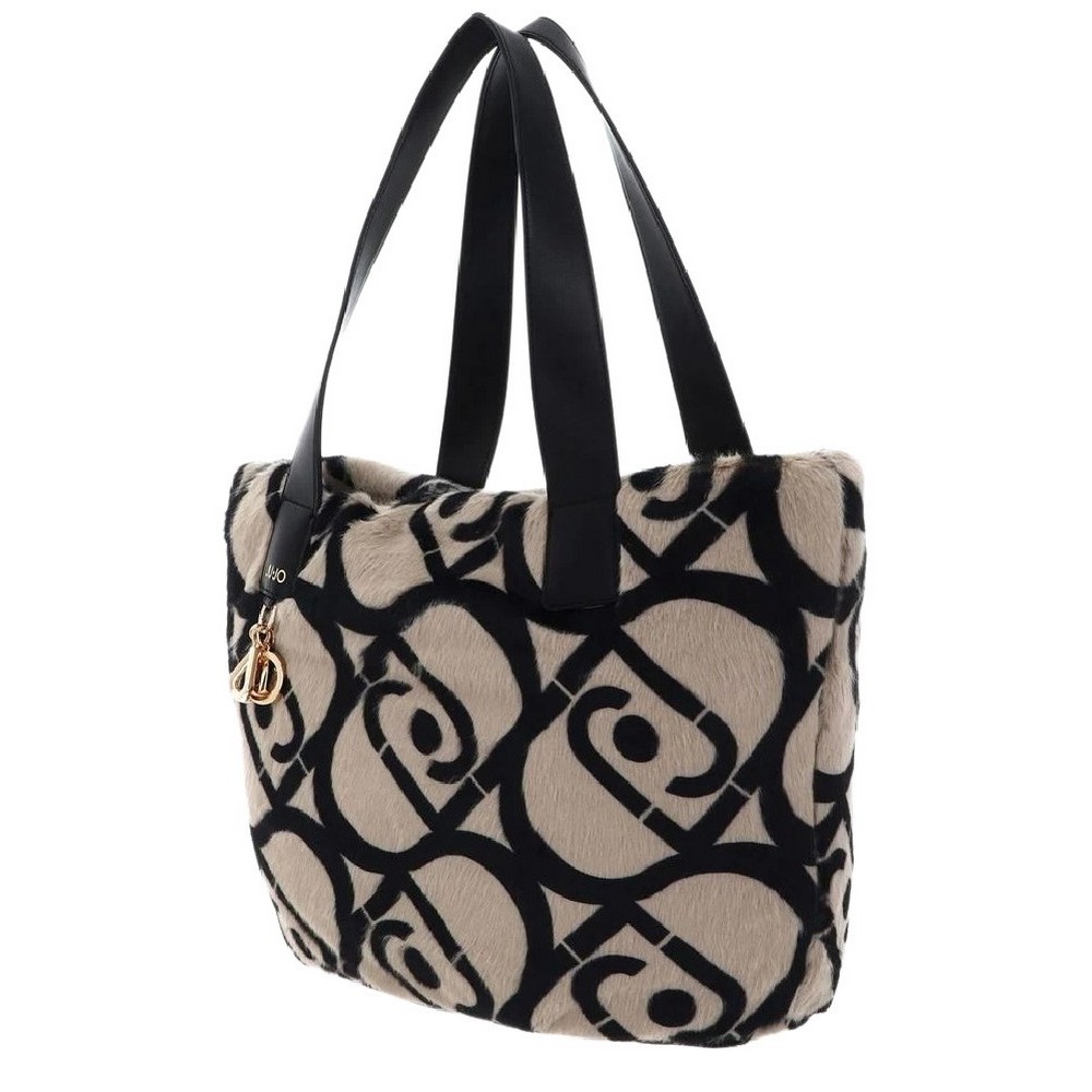 LIU JO MIN OF 2 L TOTE AF5154E0305 ΤΣΑΝΤΑ ΓΥΝΑΙΚΕΙΑ BLACK/ECRU