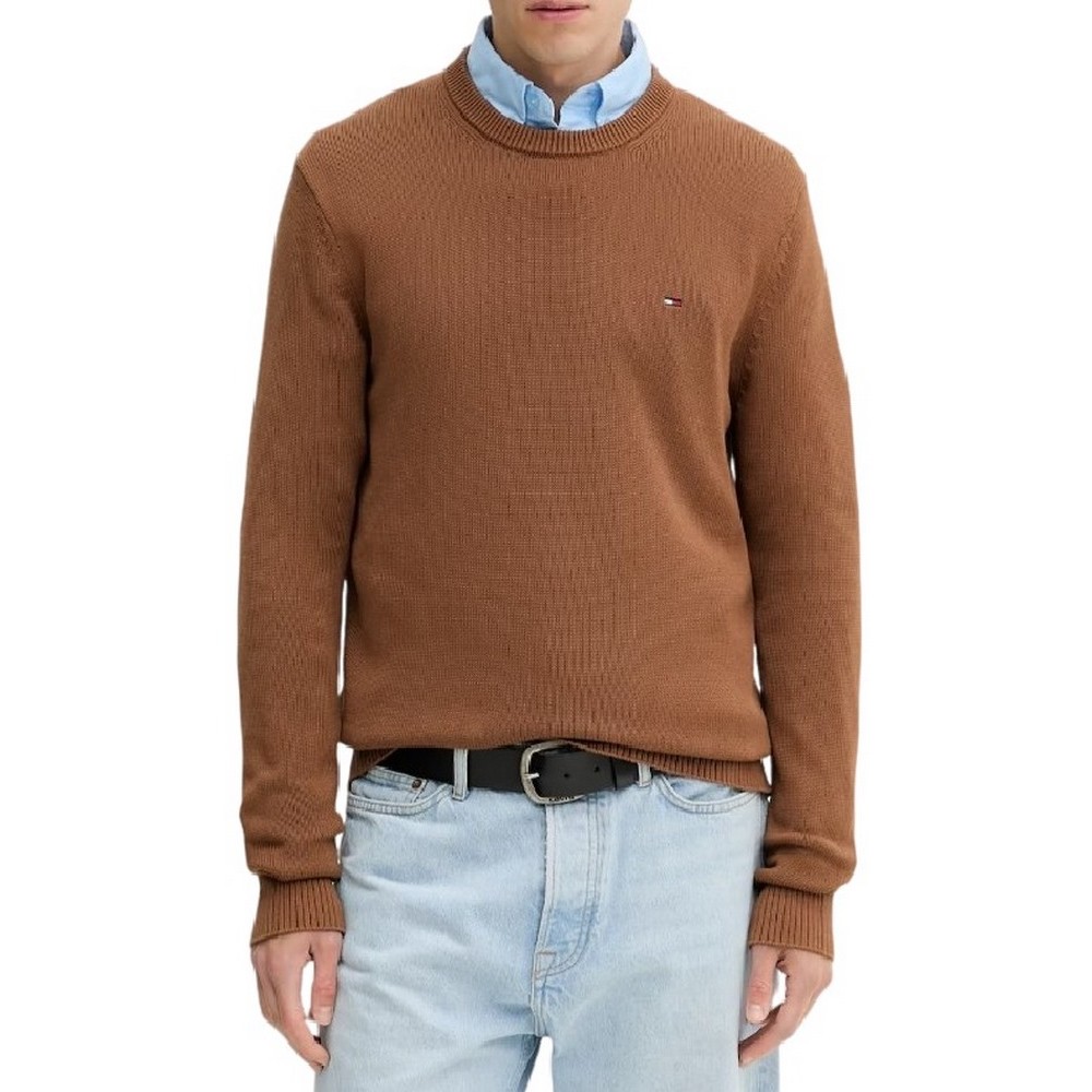 TOMMY JEANS SLIM ESS SWEATER EXT ΜΠΛΟΥΖΑ ΠΛΕΚΤΗ ΑΝΔΡΙΚΗ BROWN