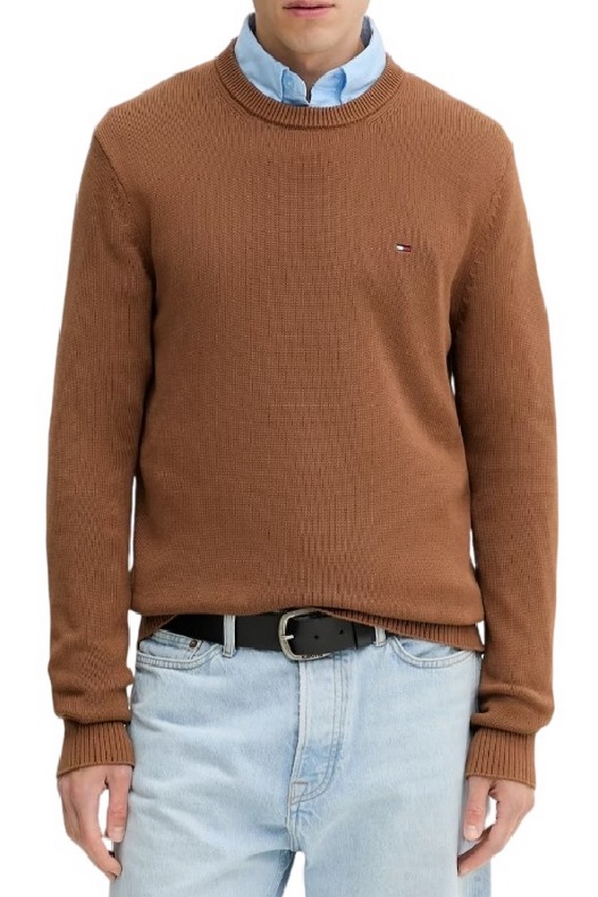 TOMMY JEANS SLIM ESS SWEATER EXT ΜΠΛΟΥΖΑ ΠΛΕΚΤΗ ΑΝΔΡΙΚΗ BROWN