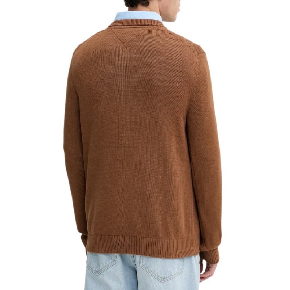 TOMMY JEANS SLIM ESS SWEATER EXT ΜΠΛΟΥΖΑ ΠΛΕΚΤΗ ΑΝΔΡΙΚΗ BROWN