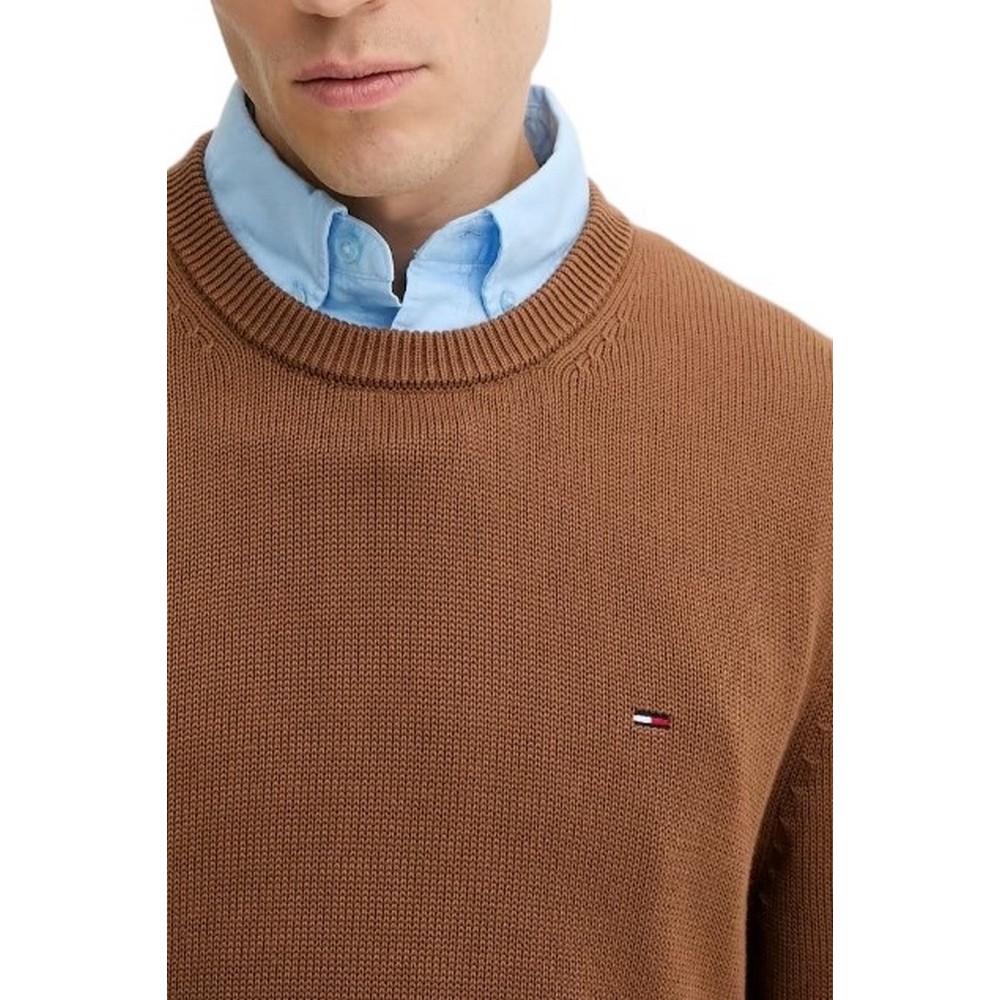 TOMMY JEANS SLIM ESS SWEATER EXT ΜΠΛΟΥΖΑ ΠΛΕΚΤΗ ΑΝΔΡΙΚΗ BROWN