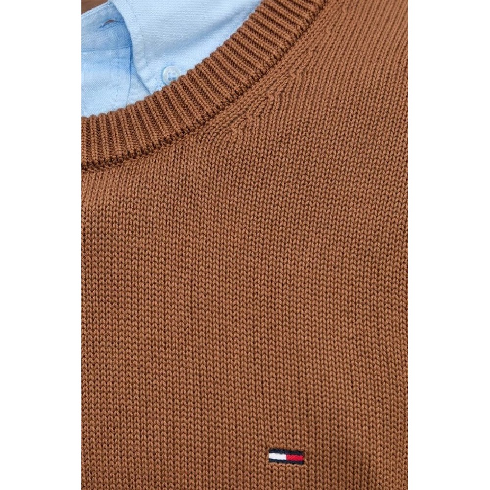 TOMMY JEANS SLIM ESS SWEATER EXT ΜΠΛΟΥΖΑ ΠΛΕΚΤΗ ΑΝΔΡΙΚΗ BROWN