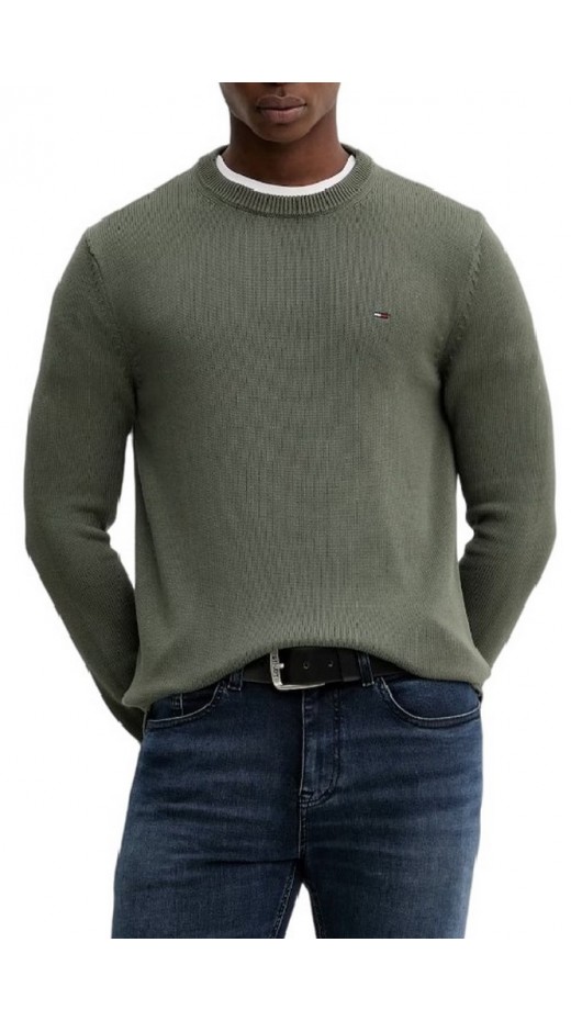 TOMMY JEANS SLIM ESS SWEATER EXT ΜΠΛΟΥΖΑ ΠΛΕΚΤΗ ΑΝΔΡΙΚΗ GREEN