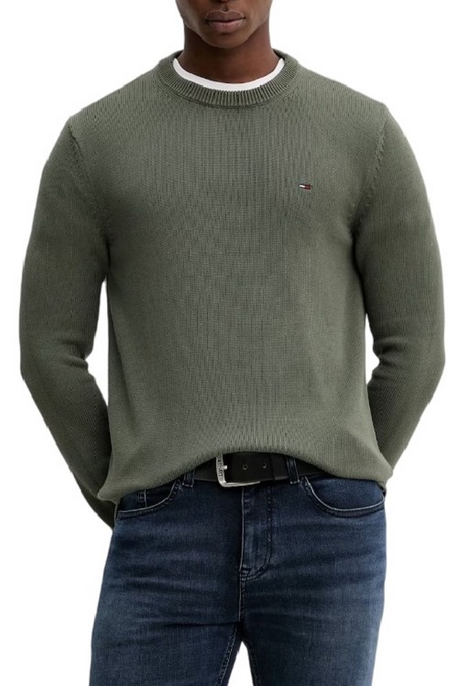 TOMMY JEANS SLIM ESS SWEATER EXT ΜΠΛΟΥΖΑ ΠΛΕΚΤΗ ΑΝΔΡΙΚΗ GREEN