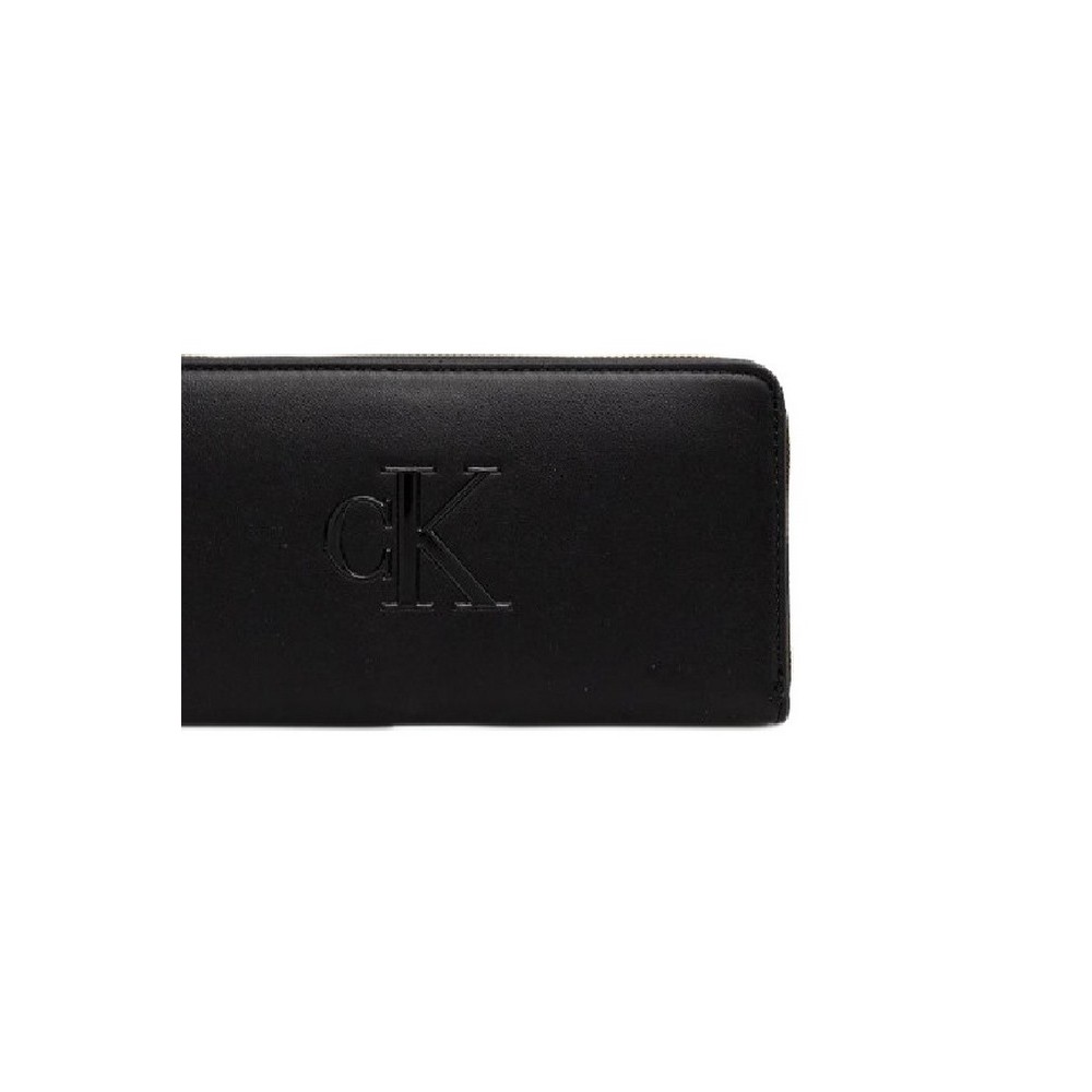 CALVIN KLEIN RAISED CK LONG ZIP AROUND ΠΟΡΤΟΦΟΛΙ ΓΥΝΑΙΚΕΙΟ BLACK