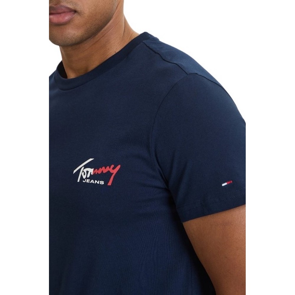 TOMMY JEANS SLIM SIGN CHEST T-SHIRT ΜΠΛΟΥΖΑ ΑΝΔΡΙΚΗ NAVY