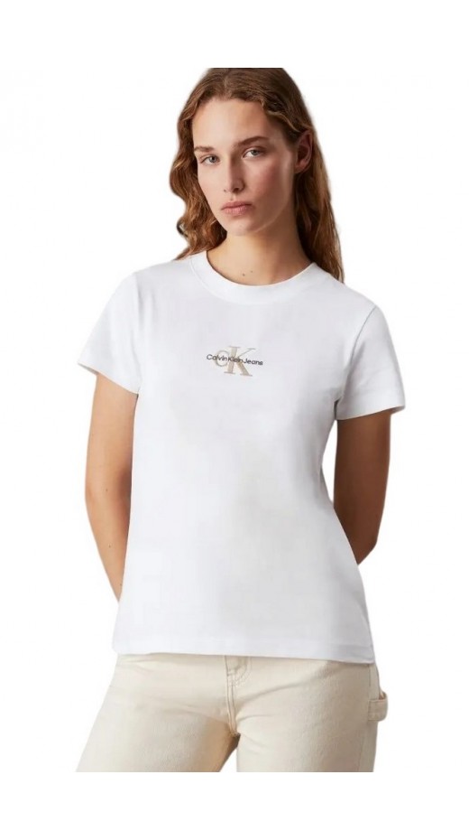 CALVIN KLEIN JEANS MONOLOGO SLIM T-SHIRT ΜΠΛΟΥΖΑ ΓΥΝΑΙΚΕΙΑ BRIGHT WHITE