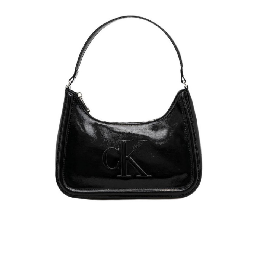 CALVIN KLEIN BOLD CK METALLIC SHOULDER BAG ΤΣΑΝΤΑ ΓΥΝΑΙΚΕΙΑ BLACK