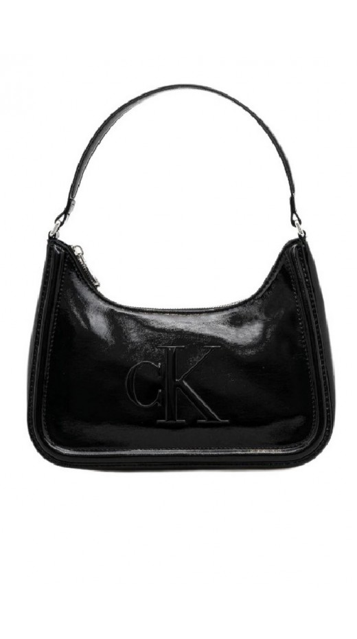 CALVIN KLEIN BOLD CK METALLIC SHOULDER BAG ΤΣΑΝΤΑ ΓΥΝΑΙΚΕΙΑ BLACK