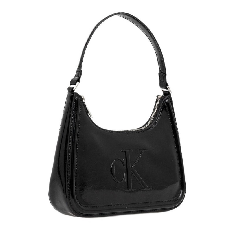 CALVIN KLEIN BOLD CK METALLIC SHOULDER BAG ΤΣΑΝΤΑ ΓΥΝΑΙΚΕΙΑ BLACK