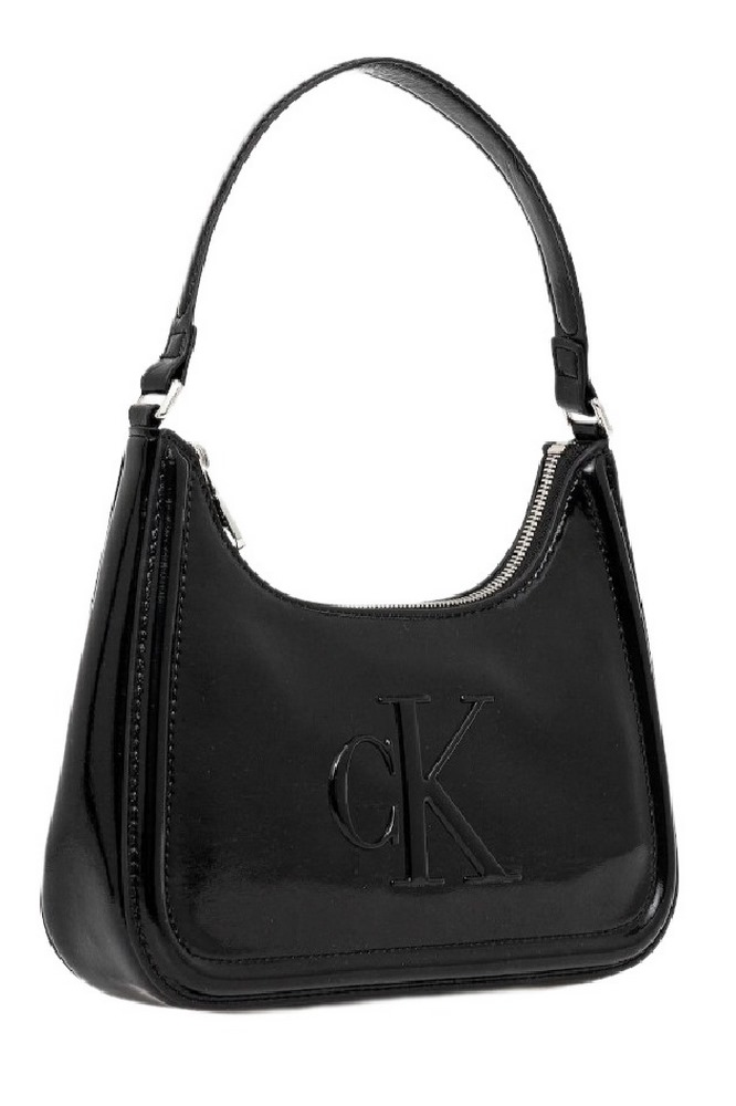 CALVIN KLEIN BOLD CK METALLIC SHOULDER BAG ΤΣΑΝΤΑ ΓΥΝΑΙΚΕΙΑ BLACK