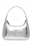 CALVIN KLEIN BOLD CK METALLIC SHOULDER BAG ΤΣΑΝΤΑ ΓΥΝΑΙΚΕΙΑ SILVER