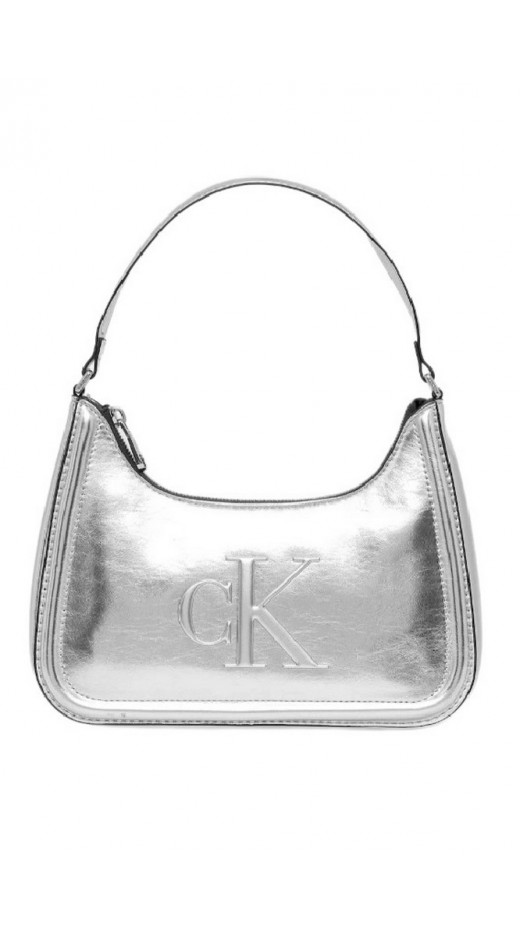 CALVIN KLEIN BOLD CK METALLIC SHOULDER BAG ΤΣΑΝΤΑ ΓΥΝΑΙΚΕΙΑ SILVER