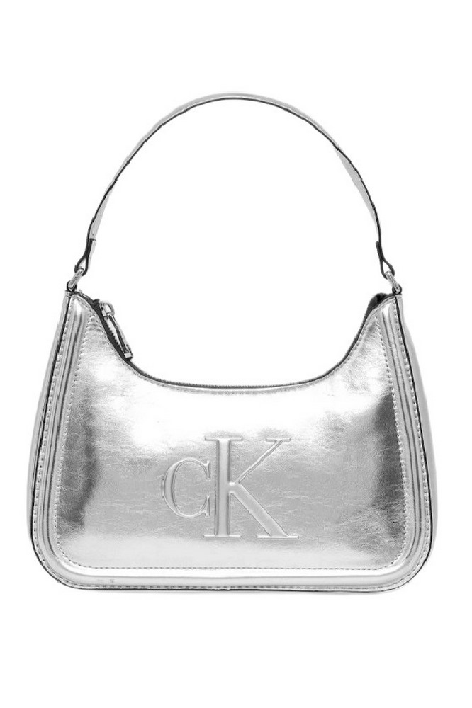 CALVIN KLEIN BOLD CK METALLIC SHOULDER BAG ΤΣΑΝΤΑ ΓΥΝΑΙΚΕΙΑ SILVER