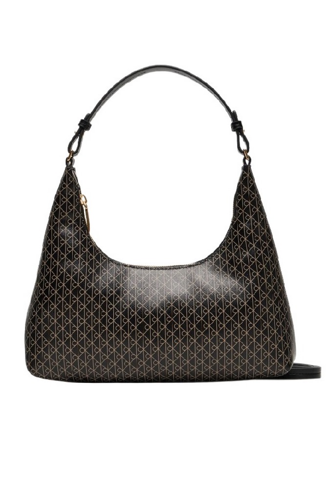 CALVIN KLEIN AOP SHOULDER BAG ΤΣΑΝΤΑ ΓΥΝΑΙΚΕΙΑ BLACK