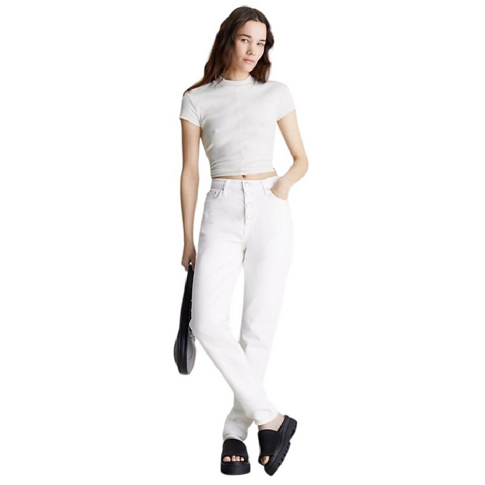 CALVIN KLEIN JEANS MOM JEAN ΠΑΝΤΕΛΟΝΙ ΓΥΝΑΙΚΕΙΟ WHITE