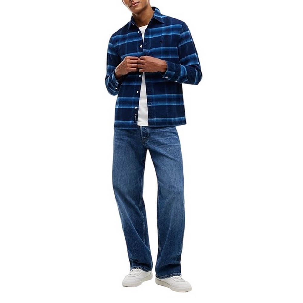 TOMMY JEANS REG PATTERN CORDUROY SHIRT ΠΟΥΚΑΜΙΣΟ ΑΝΔΡΙΚΟ NAVY