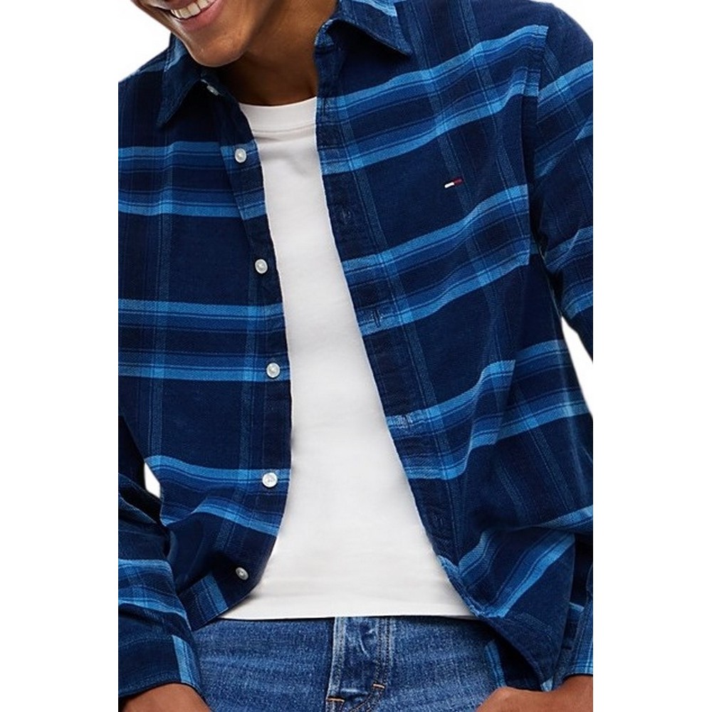 TOMMY JEANS REG PATTERN CORDUROY SHIRT ΠΟΥΚΑΜΙΣΟ ΑΝΔΡΙΚΟ NAVY