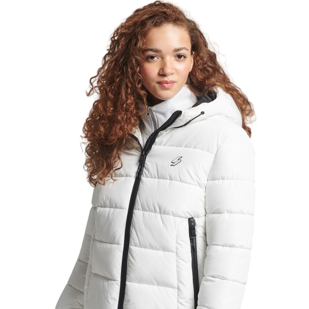 SUPERDRY ΜΠΟΥΦΑΝ HOODED SPIRIT SPORTS PUFFER ΓΥΝΑΙΚΕΙΟ WHITE