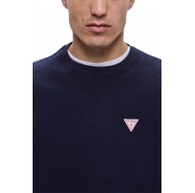 GUESS JEANS LS CN REG MINI TRIANGLE TEE ΜΠΛΟΥΖΑ ΑΝΔΡΙΚΗ DARK BLUE