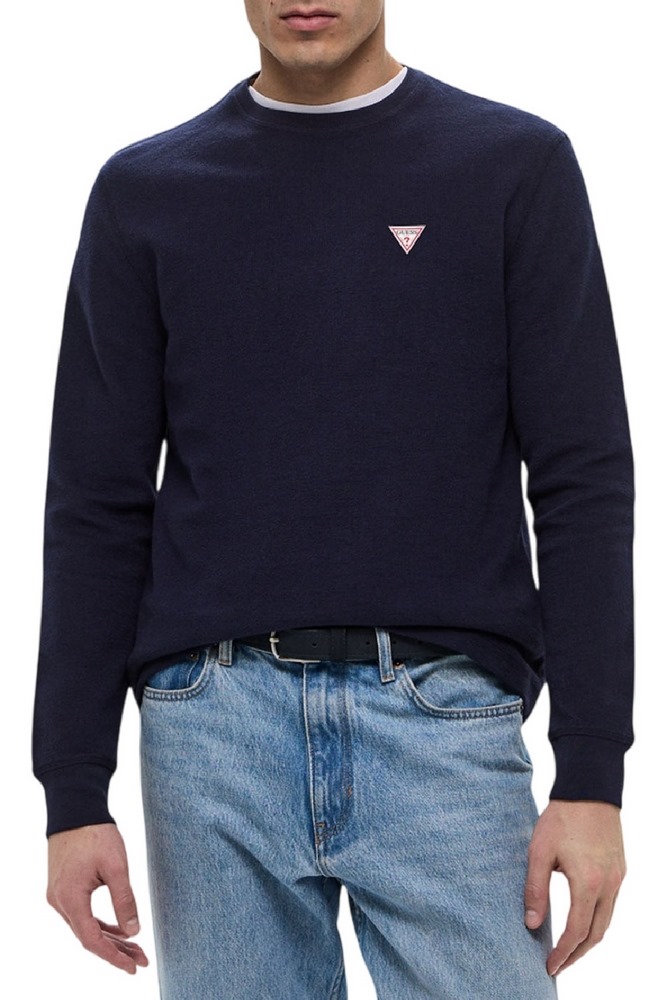 GUESS JEANS LS CN REG MINI TRIANGLE TEE ΜΠΛΟΥΖΑ ΑΝΔΡΙΚΗ DARK BLUE