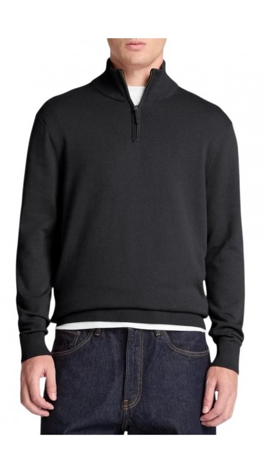 TIMBERLAND COTTON 1/4 ZIP SWEATER ΜΠΛΟΥΖΑ ΠΛΕΚΤΗ ΑΝΔΡΙΚΗ BLACK
