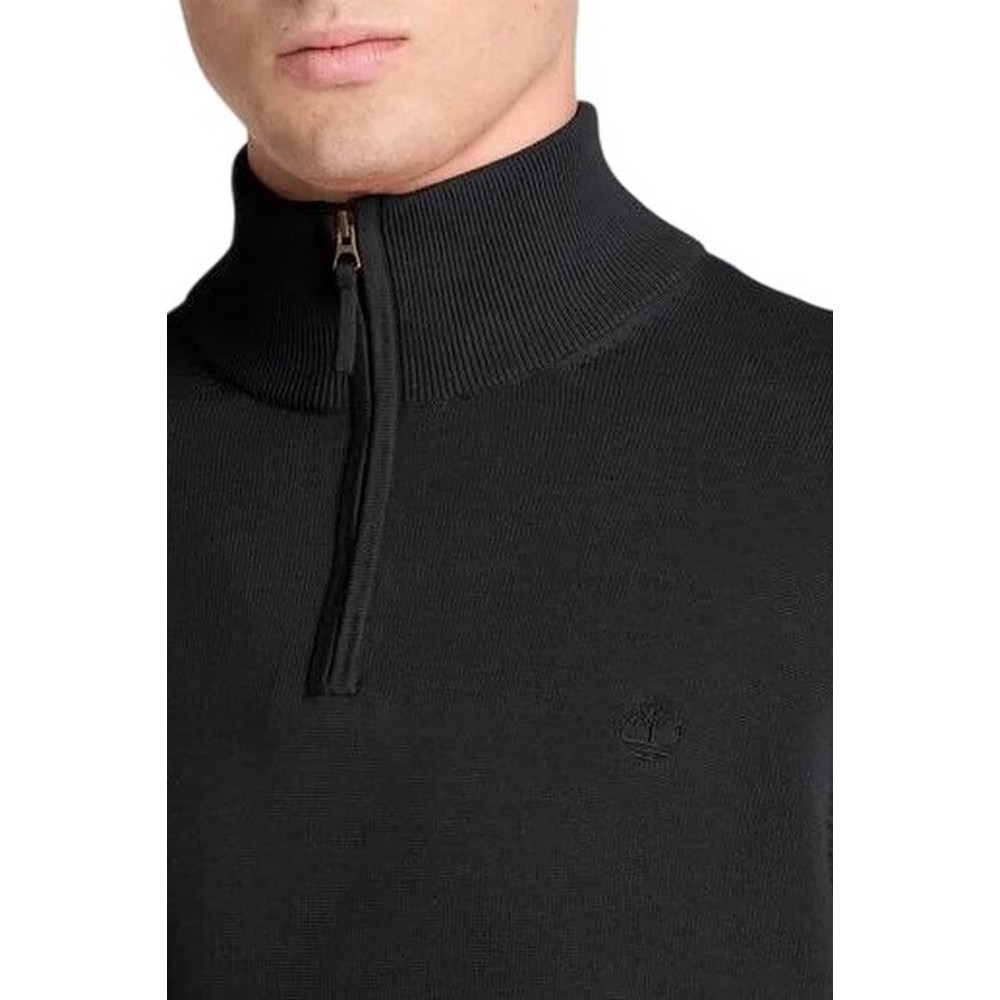 TIMBERLAND COTTON 1/4 ZIP SWEATER ΜΠΛΟΥΖΑ ΠΛΕΚΤΗ ΑΝΔΡΙΚΗ BLACK