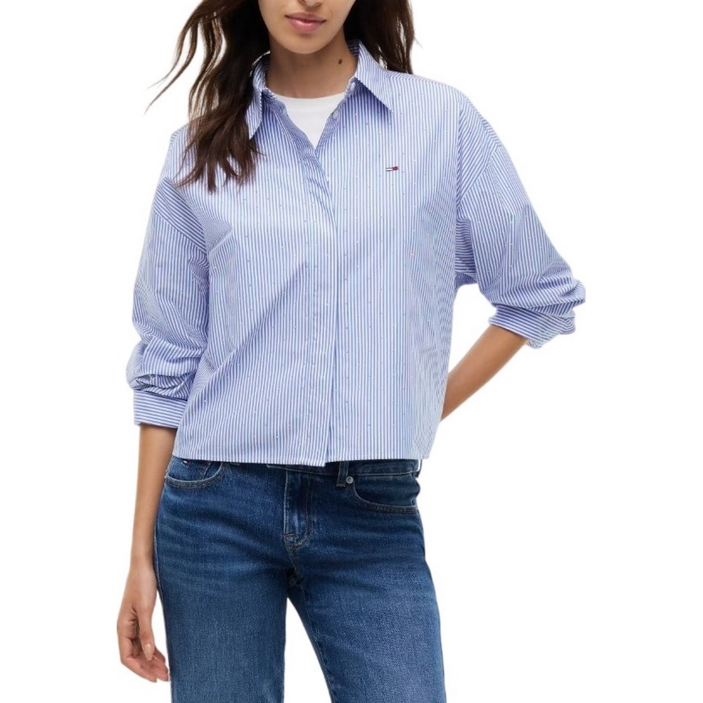 TOMMY JEANS BLING CROP SHIRT ΠΟΥΚΑΜΙΣΟ ΓΥΝΑΙΚΕΙΟ BLUE