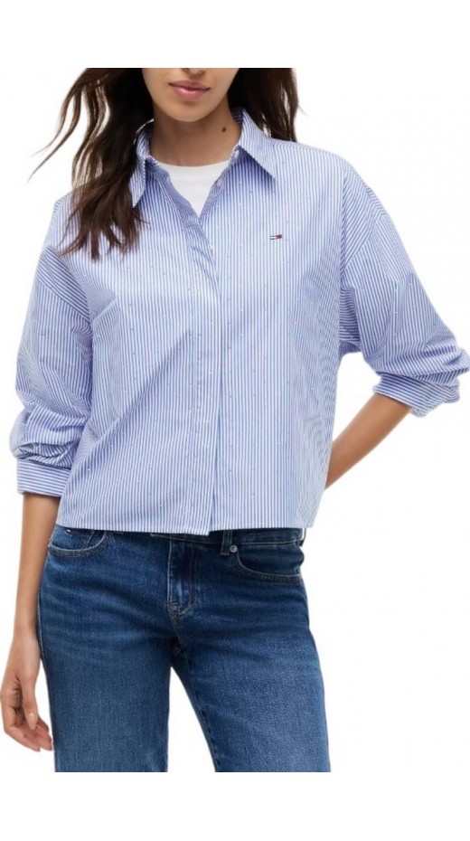 TOMMY JEANS BLING CROP SHIRT ΠΟΥΚΑΜΙΣΟ ΓΥΝΑΙΚΕΙΟ BLUE