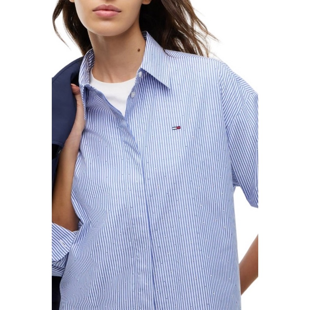 TOMMY JEANS BLING CROP SHIRT ΠΟΥΚΑΜΙΣΟ ΓΥΝΑΙΚΕΙΟ BLUE