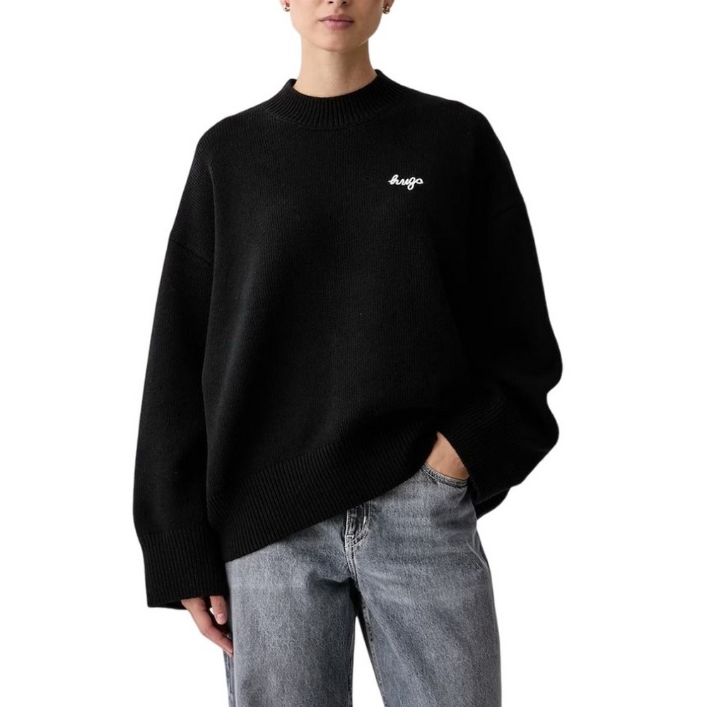 HUGO BOSS SHENNY B SWEATER ΜΠΛΟΥΖΑ ΠΛΕΚΤΗ ΓΥΝΑΙΚΕΙΑ BLACK