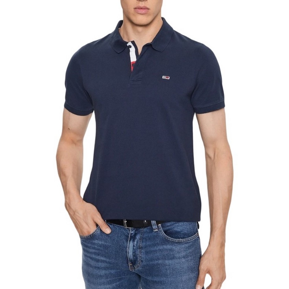 TOMMY JEANS SLIM PLACKET POLO T-SHIRT ΜΠΛΟΥΖΑ ΑΝΔΡΙΚΗ NAVY