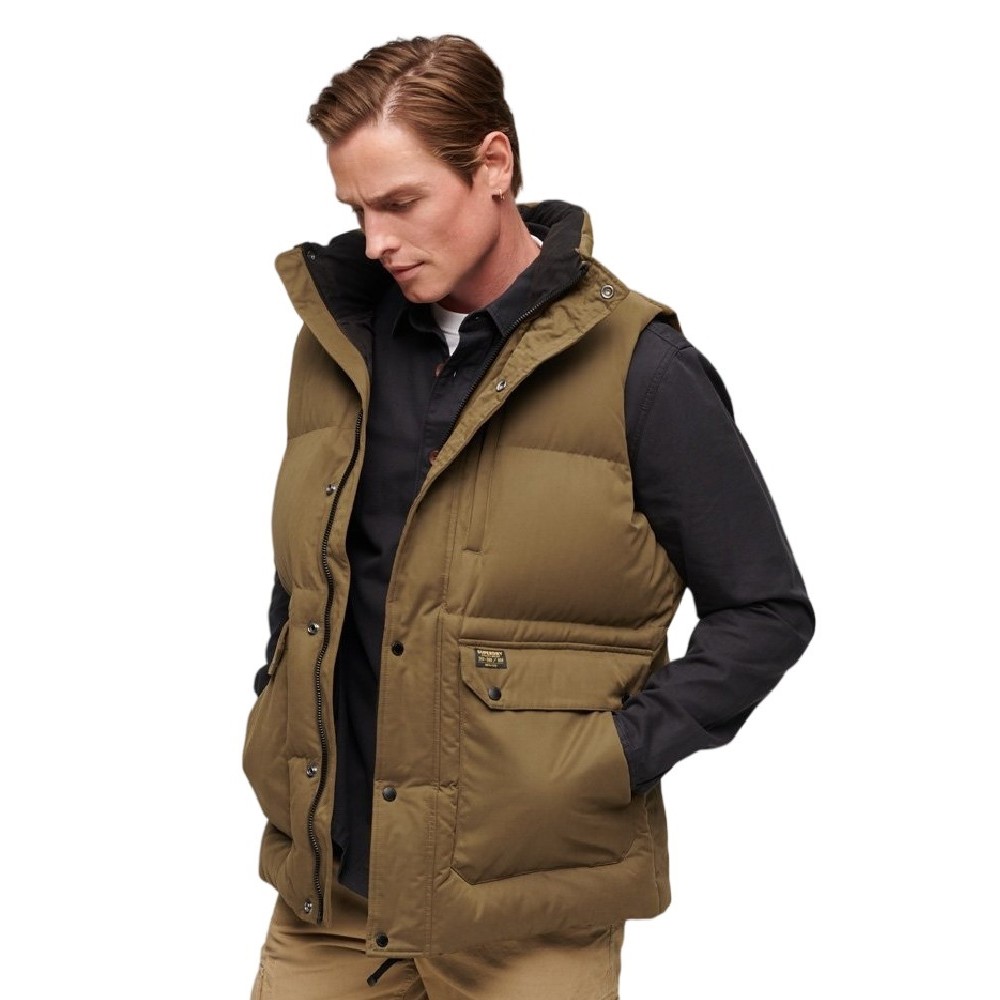 SUPERDRY D3 OVIN MF NON HOODED GILET ΜΠΟΥΦΑΝ ΓΙΛΕΚΟ ΑΝΔΡΙΚΟ KHAKI