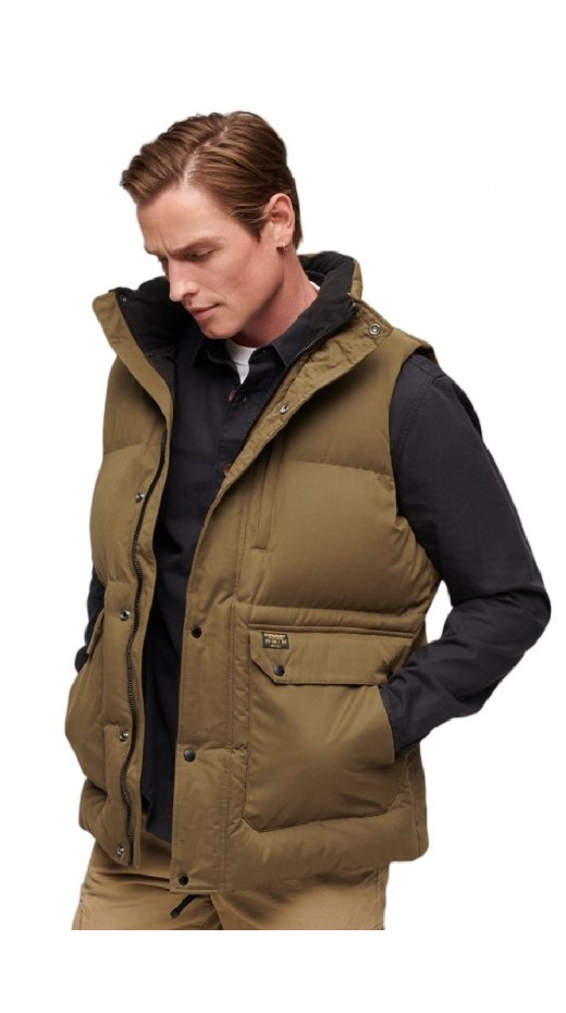 SUPERDRY D3 OVIN MF NON HOODED GILET ΜΠΟΥΦΑΝ ΓΙΛΕΚΟ ΑΝΔΡΙΚΟ KHAKI