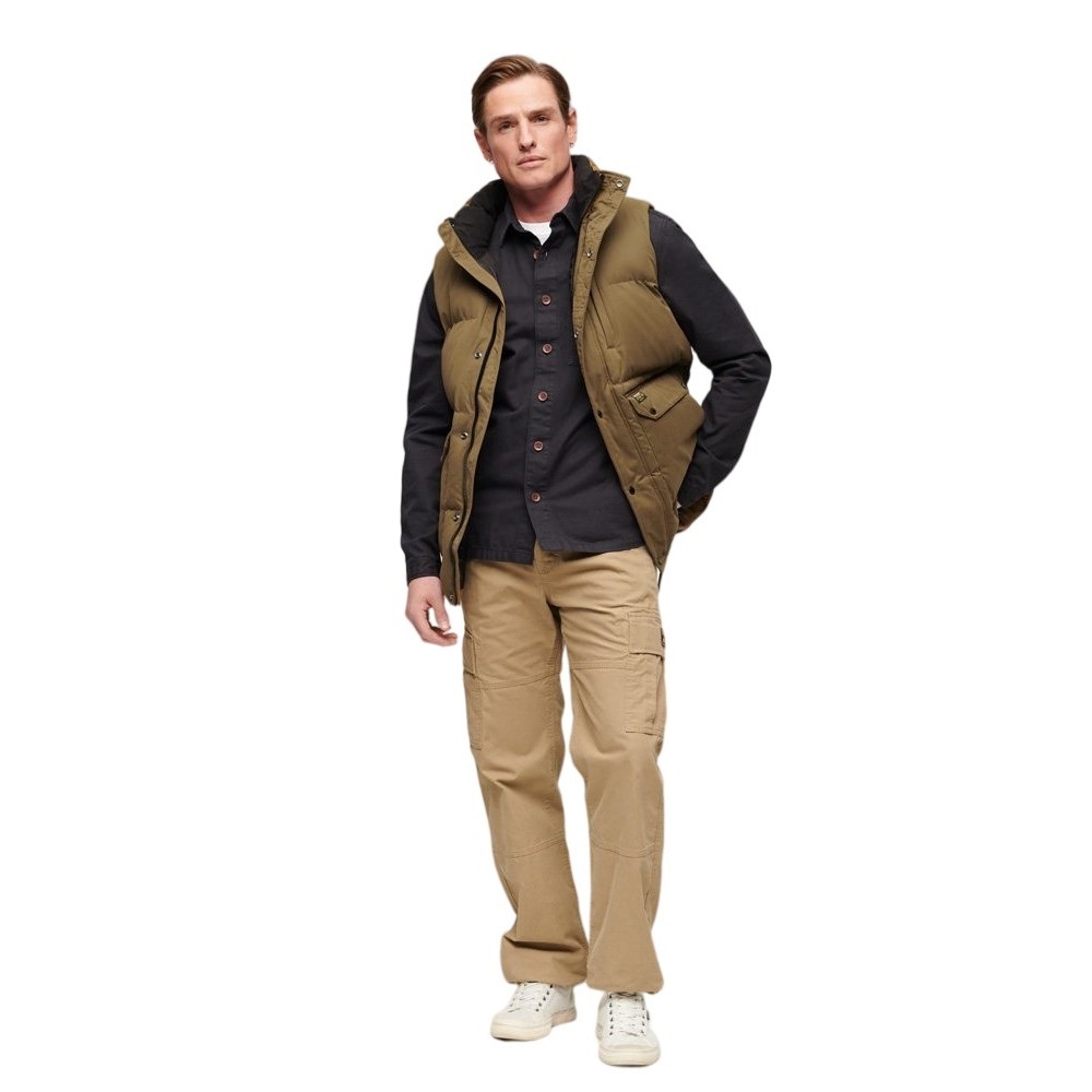 SUPERDRY MF NON HOODED GILET ΜΠΟΥΦΑΝ ΓΙΛΕΚΟ ΑΝΔΡΙΚΟ KHAKI