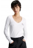 CALVIN KLEIN JEANS MONOLOGO LONG SLEEVE ΜΠΛΟΥΖΑ ΓΥΝΑΙΚΕΙΑ WHITE