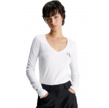 CALVIN KLEIN JEANS MONOLOGO LONG SLEEVE ΜΠΛΟΥΖΑ ΓΥΝΑΙΚΕΙΑ WHITE