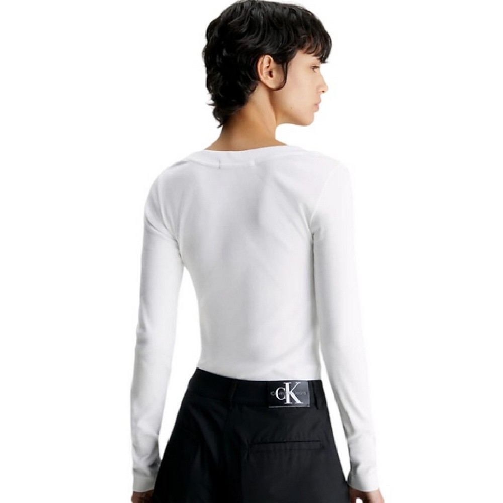 CALVIN KLEIN JEANS MONOLOGO LONG SLEEVE ΜΠΛΟΥΖΑ ΓΥΝΑΙΚΕΙΑ WHITE