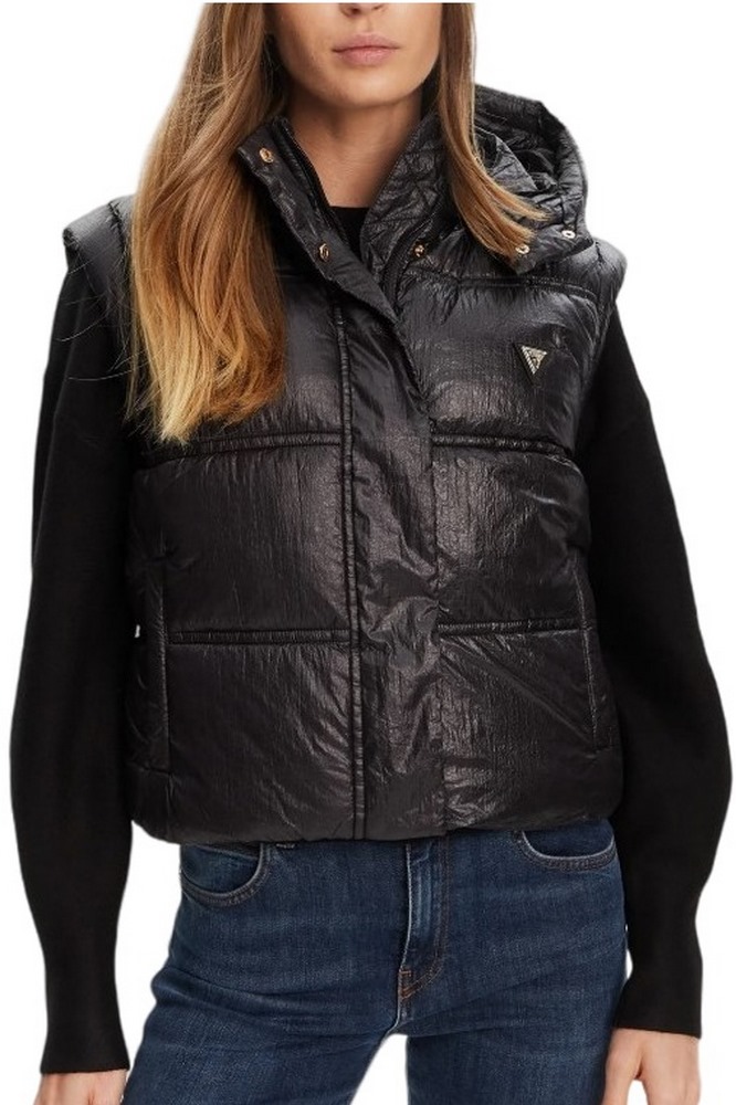 GUESS ERNESTINE CROP PADDED VEST ΜΠΟΥΦΑΝ ΓΥΝΑΙΚΕΙΟ BLACK