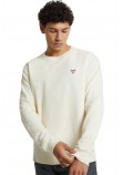 GUESS JEANS LS CN REG MINI TRIANGLE TEE ΜΠΛΟΥΖΑ ΑΝΔΡΙΚΗ OFF WHITE