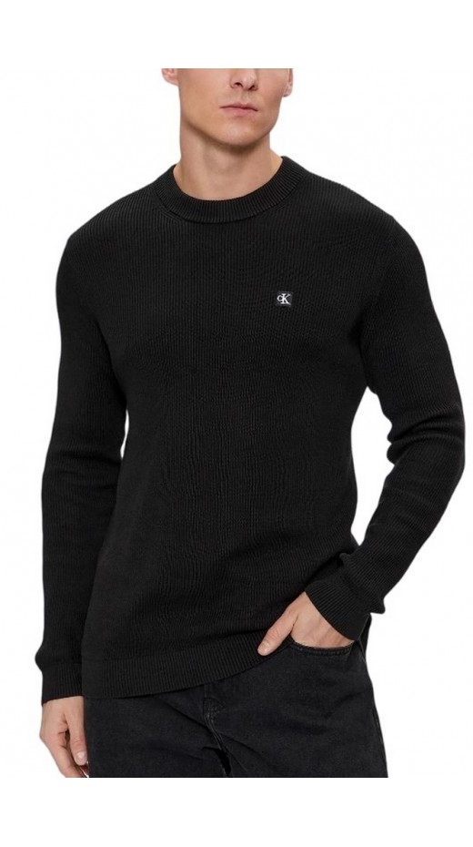 CALVIN KLEIN JEANS EMBRO BADGE SWEATER ΜΠΛΟΥΖΑ ΠΛΕΚΤΗ ΑΝΔΡΙΚΗ BLACK